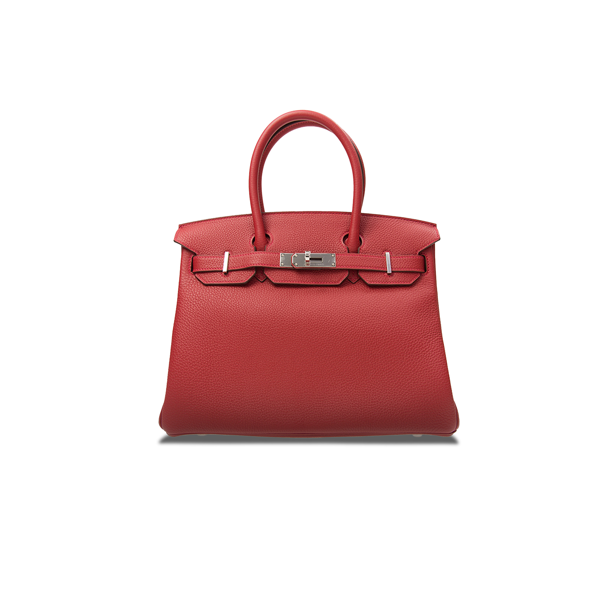 HERMÈS MASTER BIRKIN 35 TOGO LEATHER FLAG RED SILVER BUCKLE BAG H028369CK05 (35*28*18cm)